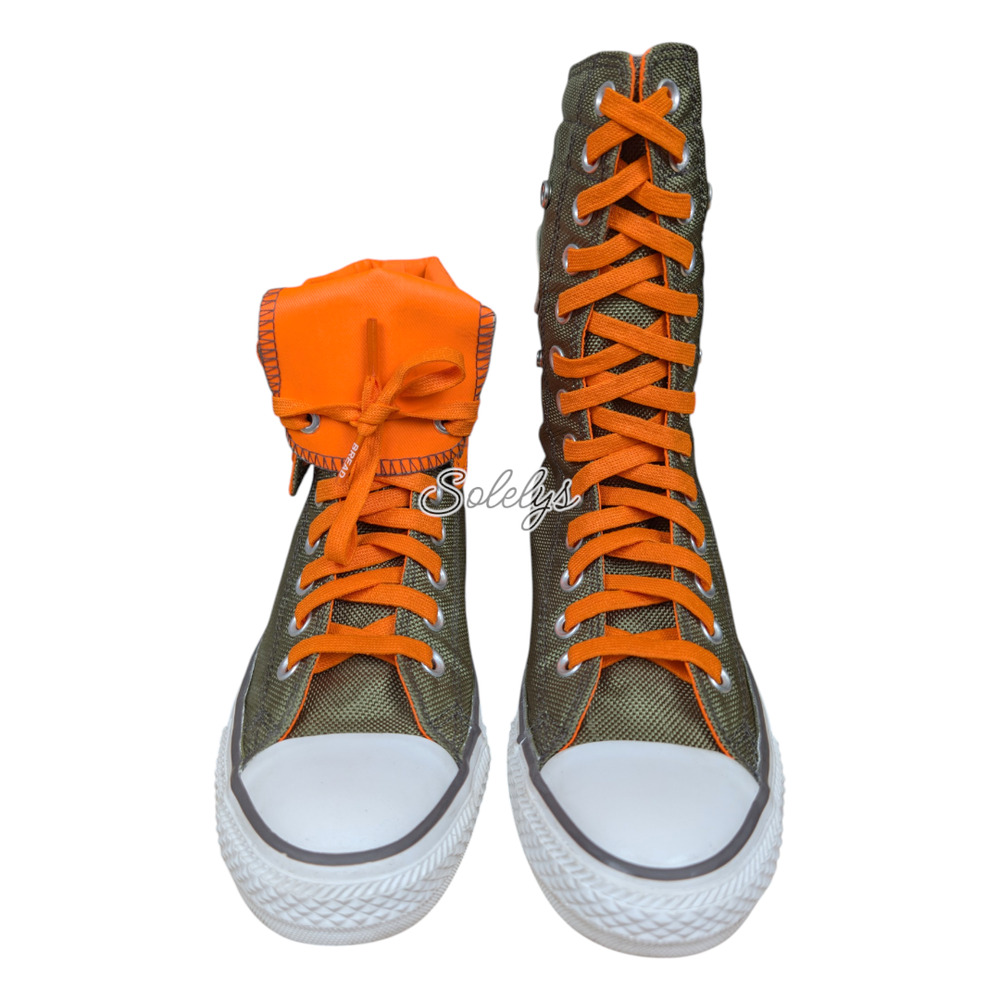 Converse 2012 XHI Extra Calf High Orange Green Foldover Sneaker Bundle 6 RARE